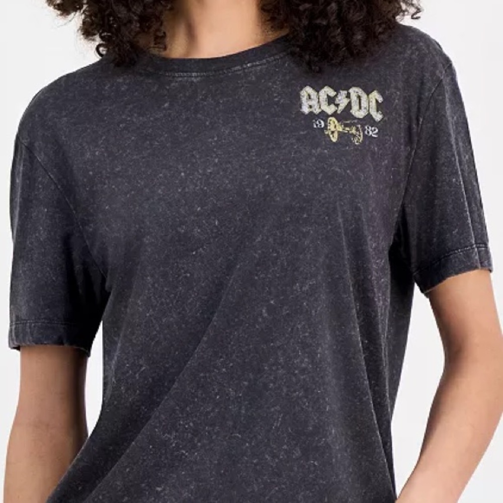 And Now This AC / DC Vintage Distressed Style Soft Grey Graphic Rock T-Shirt XS